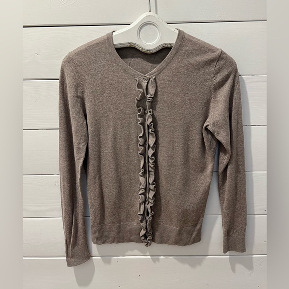 🤎Banana Republic Ruffle Trim Cardigan - Size S🤎 - Picture 1 of 8
